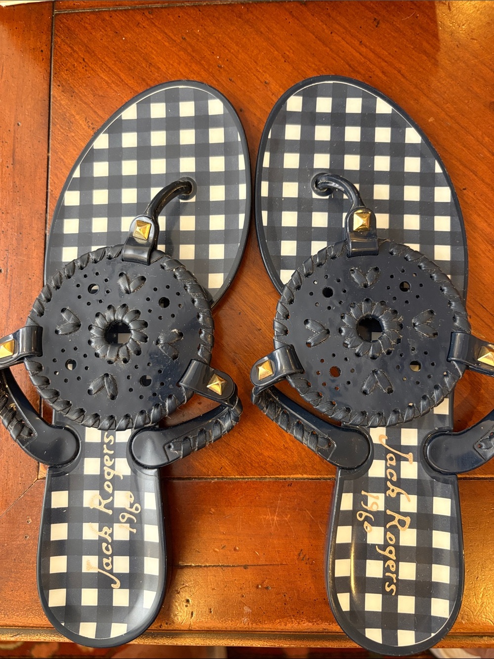 Jack Rogers navy and white  Check Jelly Sandals